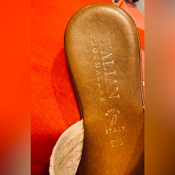 Italian Shoe Makers Soft Brown Leather Sandals Woven Metallic Rainbow Thong 9.5 - Picture 12 of 16